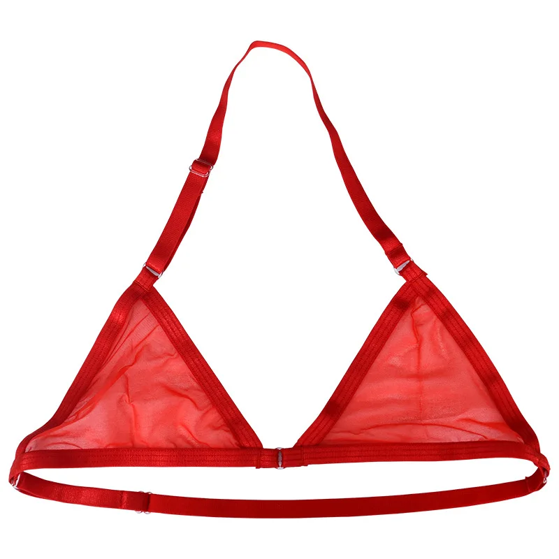 

Woman Perspective Bra All Transparent Stocking Triangle Cup Thin Appeal Underwear Shoulder Strap Can Adjust Large Size Brassiere