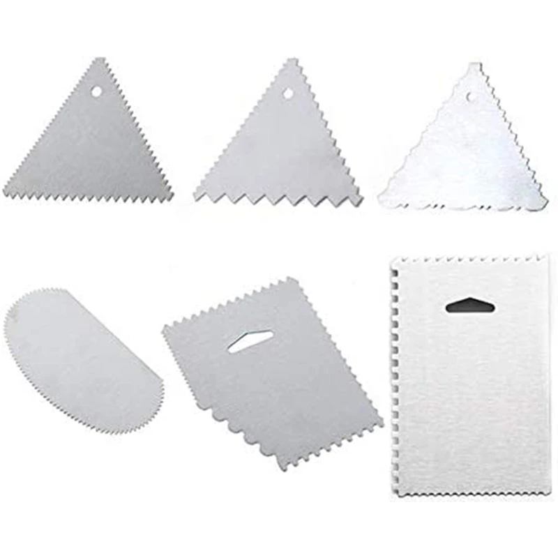 

6Pcs Cake Scraper 430 Stainless Decorating Comb and Icing Smoother for Cake Decorate