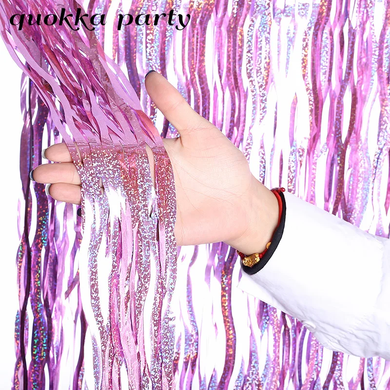 Новый Блестящий волнистый фоновый занавес мишура фольга занавеска для детской