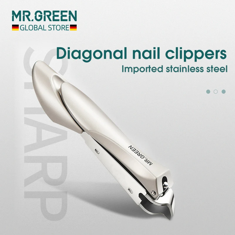 MR.GREEN Slanted Edge Nail Cutting Clippers Cuticle Nippers Tool Stainless Steel Dead Skin Oblique Tip Trimmer Manicure scissors