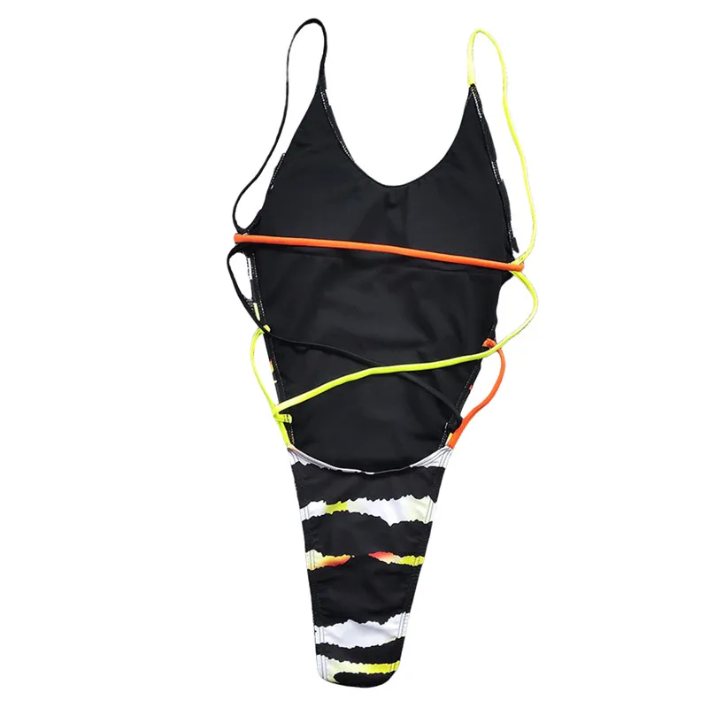 Сексуальные женские купальные костюмы с принтом зебры летний Цельный купальник