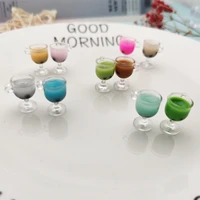 20pcs 3d resin goblet milk tea beverage charms pendant diy earring necklace drink pendant jewelry findings phone case colorful