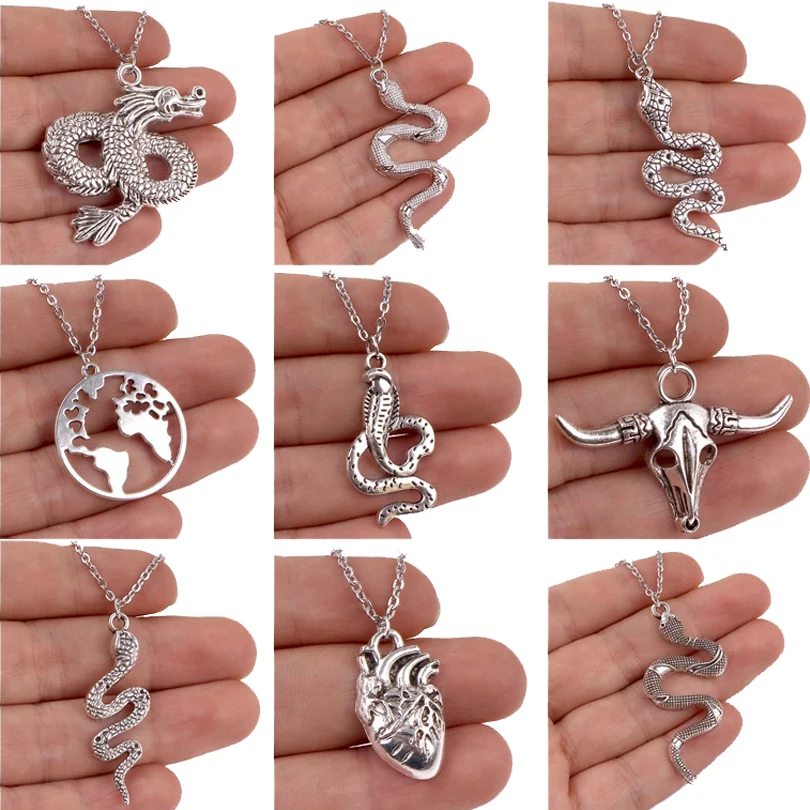 Модные подвески со змеиным коброй и драконом мужские женские винтажные