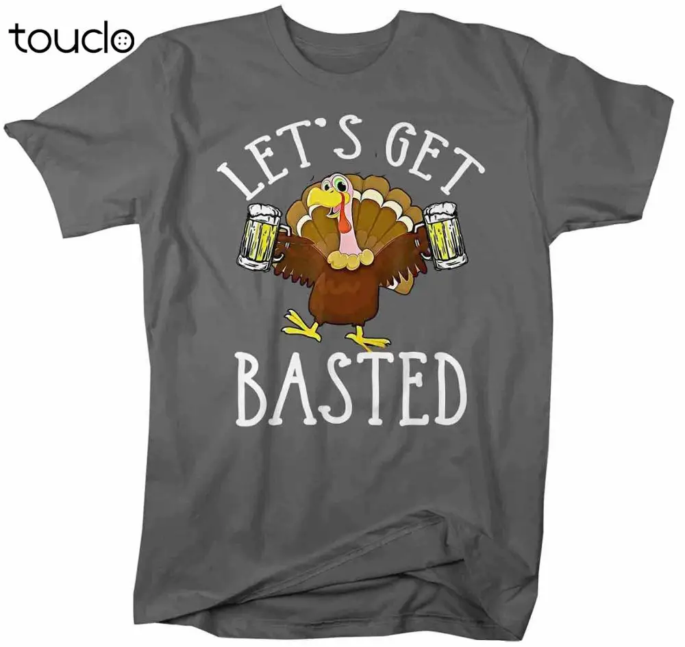 

Men'S Funny Thanksgiving T Shirt Let'S Get Basted Turkey Shirts Graphic Tee Vint unisex