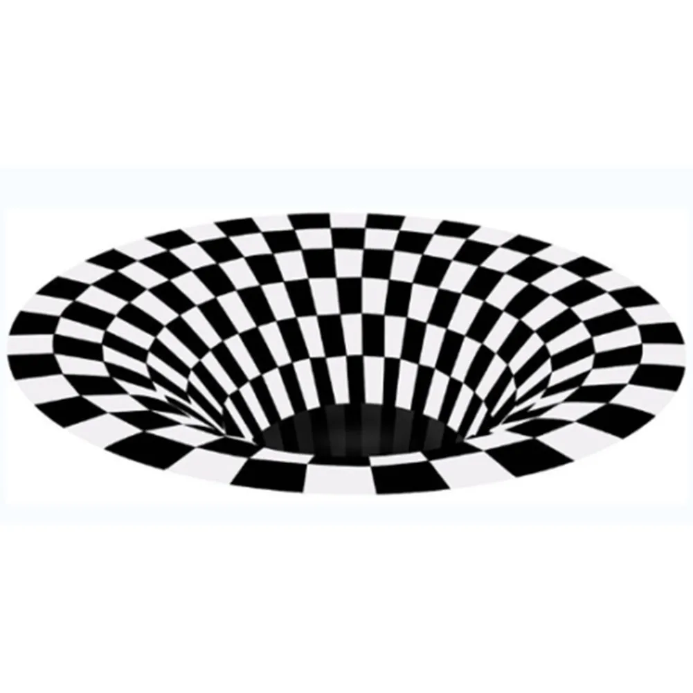Бездонный ковер с отверстиями вихревой Иллюзия Ковер 3D иллюзия черный и белый