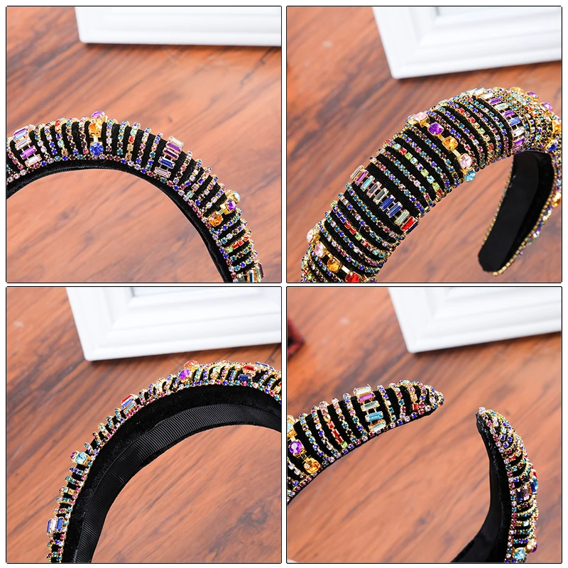 Haimeikang толстая губка бархатные повязки на волосы Роскошные цветные стразы дикие