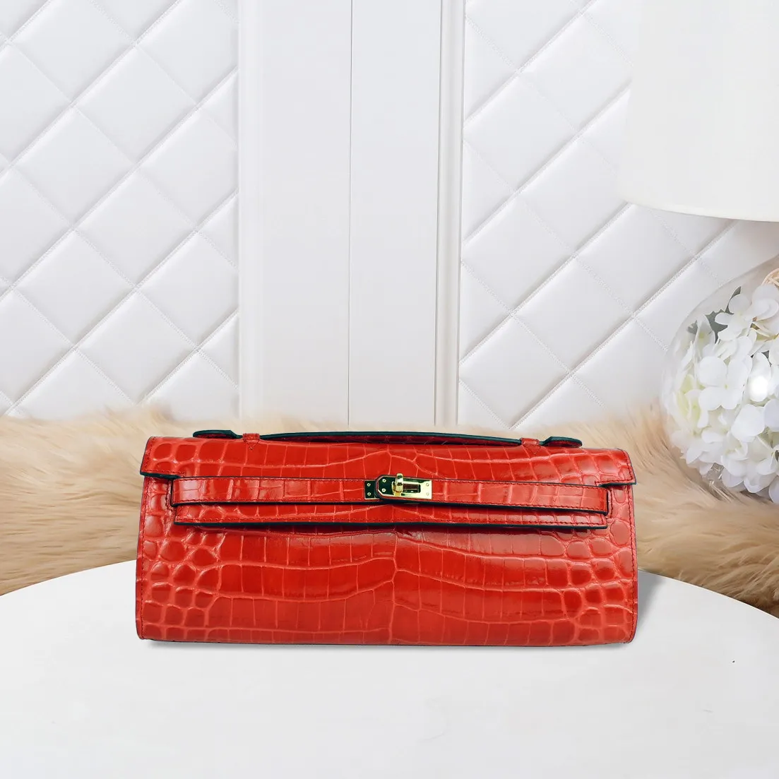

2020 new alligator leather cut Bag hand bag cowhide hand grip bag
