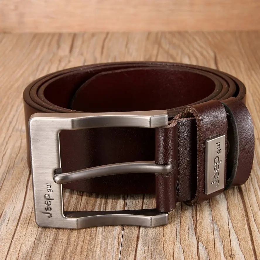 Натуральная кожа для мужчин Высокое качество черный пояс с пряжкой джинсов из