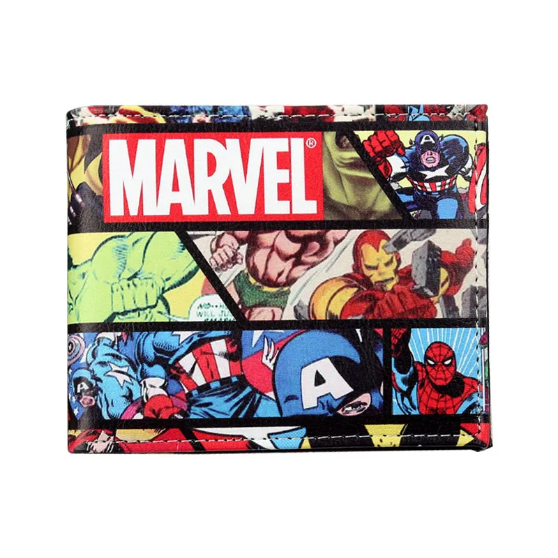 Комиксы Marvel мстители супергерой Капитан Америка Щит искусственная кожа Двойные Бумажник ID Наличные Кошелек - Цвет: A-17