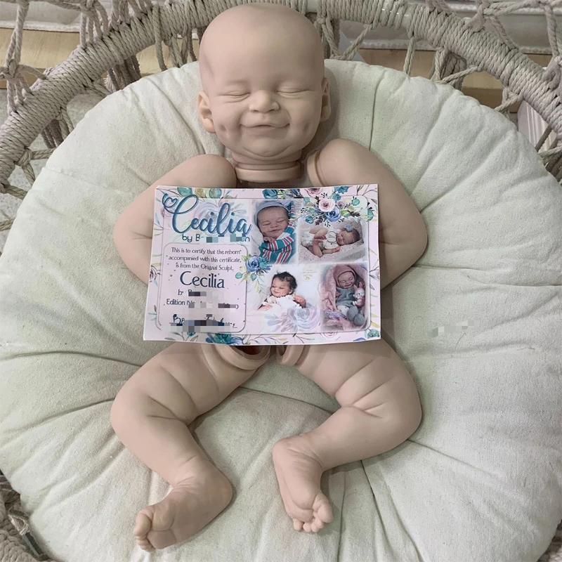 

B36E 19Inch Realistic Doll Kit Unpainted Unfinished Newborn Smile Baby Lifelike Body