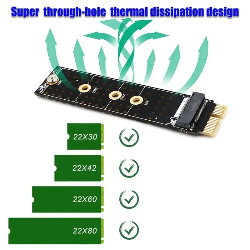 

PCIE to M.2 Adapter NVMe SSD M2 PCIE X1 Raiser PCI-E PCI Express M Key Connector Supports 2230 2242 2260 2280 M.2 SSD Full Speed