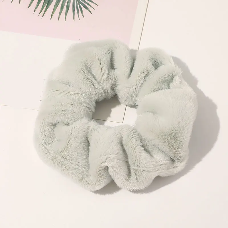 

Solid Color Plush Faux Rabbit Fur Scrunchie Hair Ties For Women Girls Elastic Hair Bands Autumn Winter Korean Hair Accessories