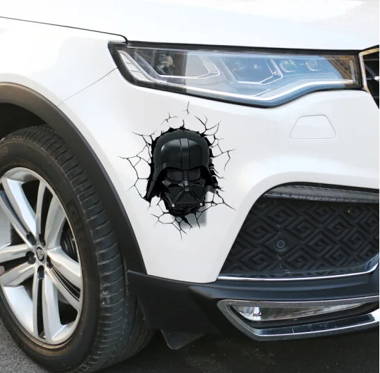 

Star Wars-Blackhead 3D personality creative car stickers 3D stereo simulation cracks through the wall car stickers body stickers