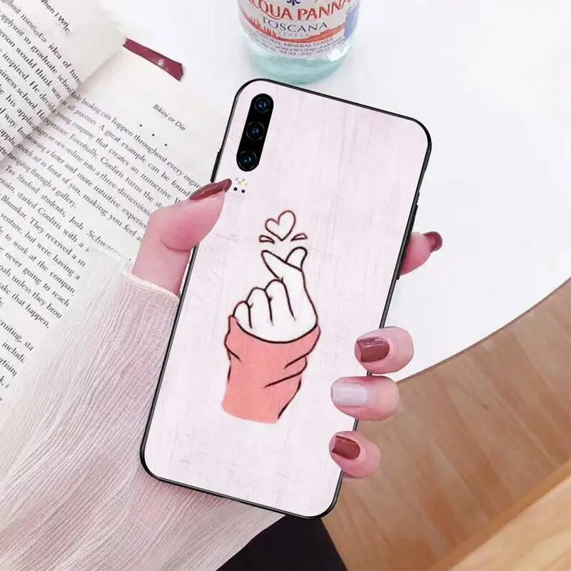 Мягкий силиконовый черный чехол PENGHUWAN с сердечками в стиле kpop для Huawei Honor 20 10 9 8 8x 8c