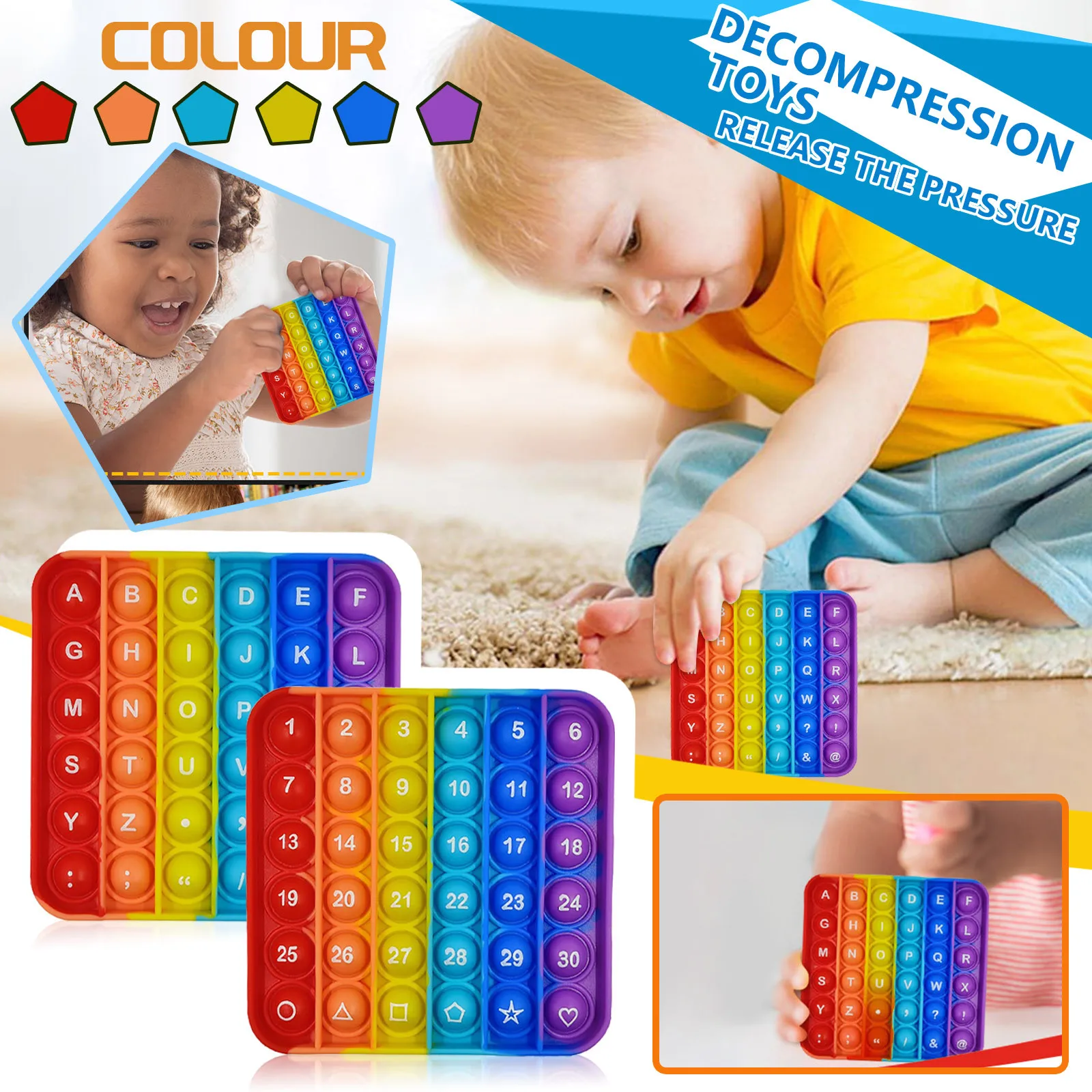 

2021 Push Bubble Sensory Fidget Toys-Stress Relief Silicone Pressure Relieving Toys Stres oyuncakları itme kabarcık silikon