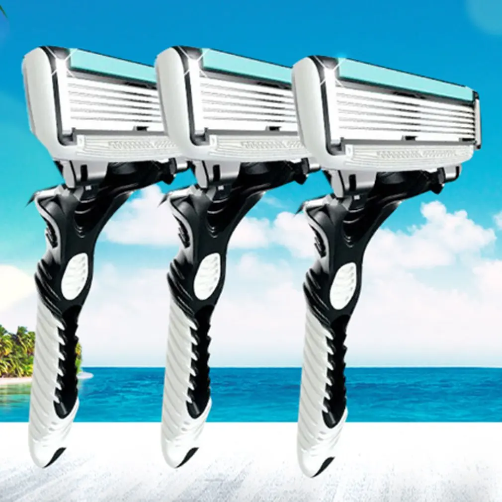 

3Pcs Men Safety Traditional Classic 6 Layers Shaving Hair Blade Razor Manual Stainless Steel Shaving Hair Blade