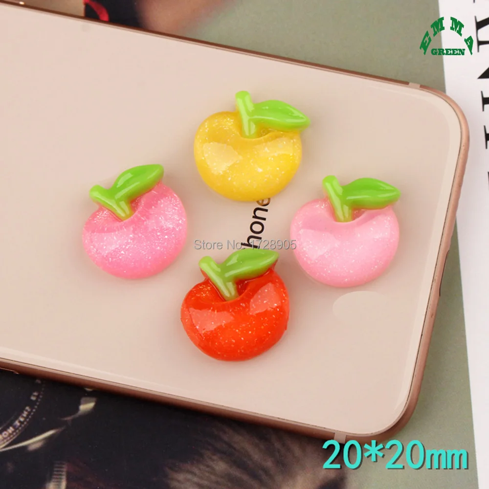 Слайм очаровательные бусины милое желе Яблоко Фрукты Смола Кабошон Kawaii с плоским