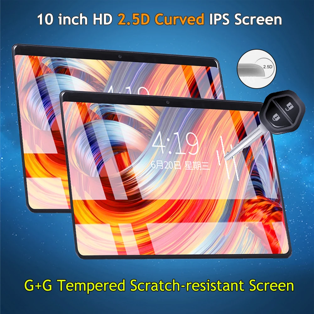 

2021 Google 10.1 inch Tablets Android 9.0 6GB RAM 128GB ROM Octa Core 1280X800 2.5D IPS Screen Dual SIM Cards 3G 4G FDD LTE Pad