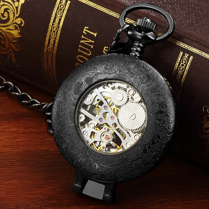 Классические Механические карманные часы-скелетоны циферблат с римскими