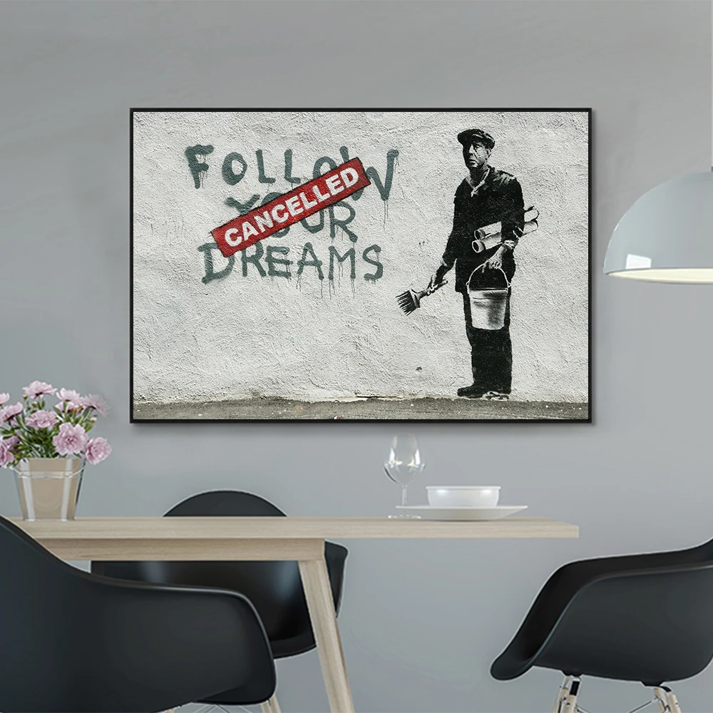 

Wall Art Canvas Print Figure Painting Graffiti Picture Banksy Life is Short For Living Room Home Decor Poster No Frame