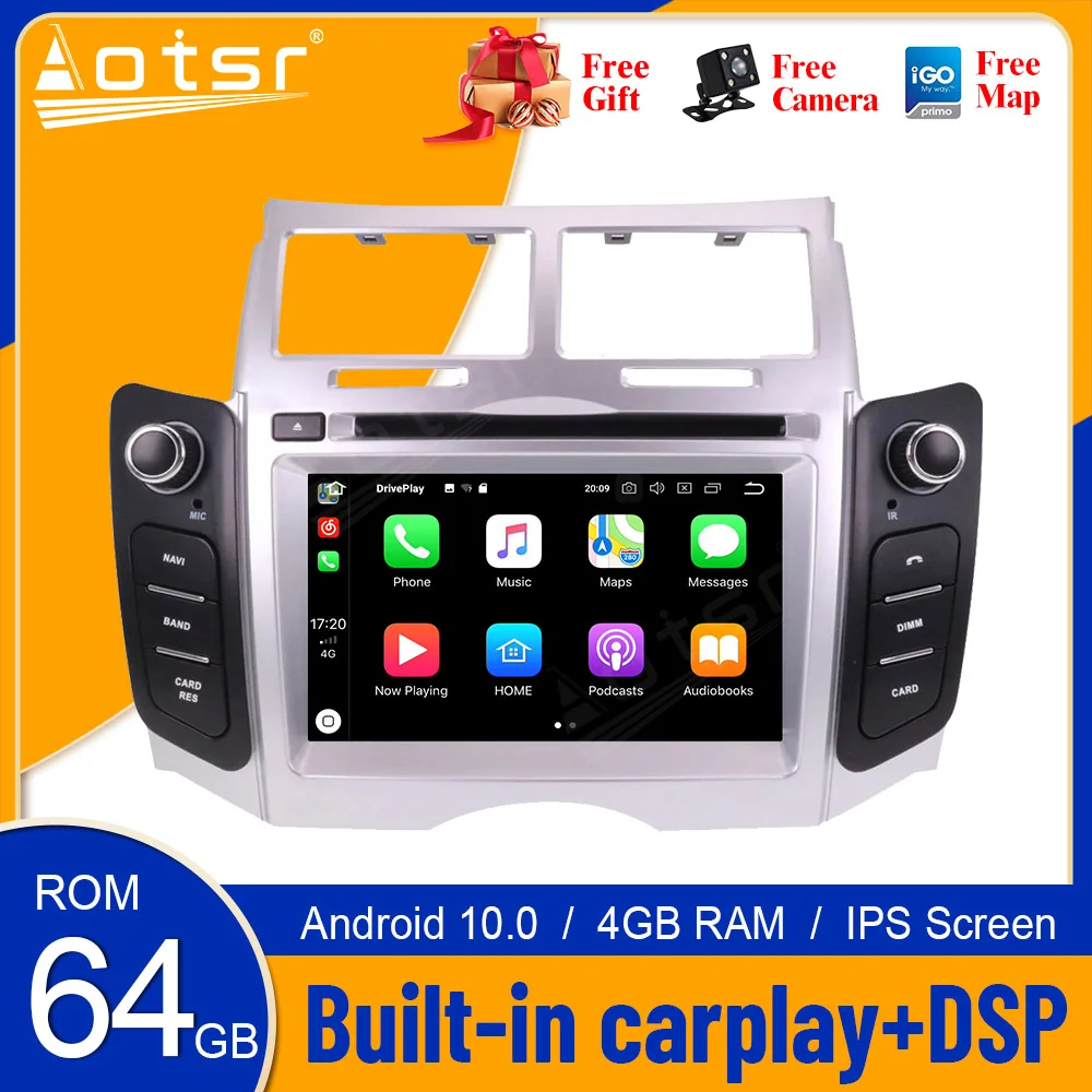 

px6 64GAndroid 10 Car DVD Stereo Multimedia Headunitfor TOYOTA YARIS 2005 VITZ Platz Radio GPS Navigation Video Audio 4G RAM 64G