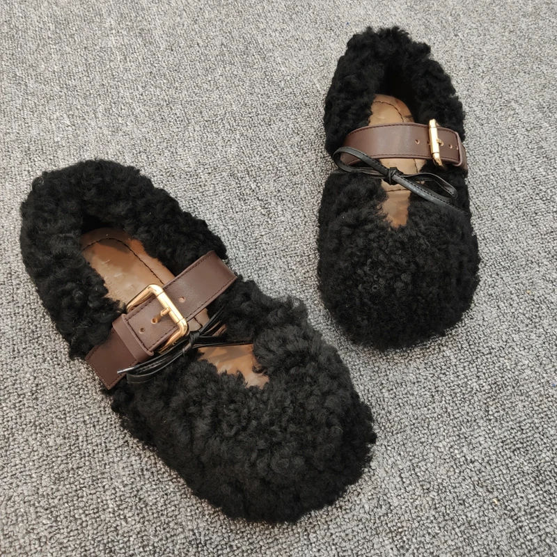 Zapatos mujer; обувь на плоской подошве; женские лоферы; Женская шерстяная обувь на платформе; Балетки с круглым носком; scarpe donna; слипоны; Buty Damskie; балетки на плоской подошве - Цвет: AS SHOW