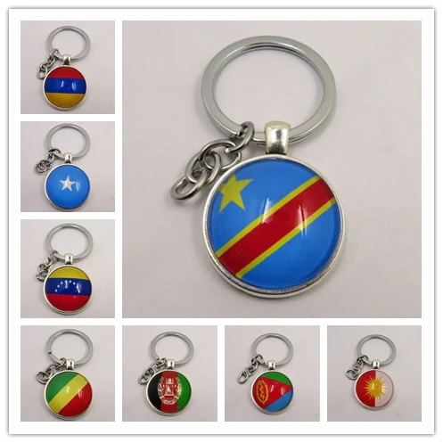 Модные страна брелок Подвески стеклянные бусины брелки Конго Гаити Эритрея