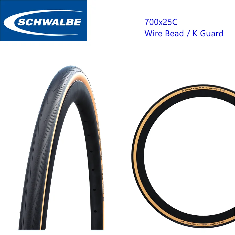 

Новые дорожные шины schwalbe LUGANO II 2, шины 700 * 25c 700 25c 25-622, проволочные шины, классические, желтые стороны, K-Guard