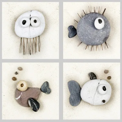 Скандинавская современная простая масляная живопись камень Рыба животное без