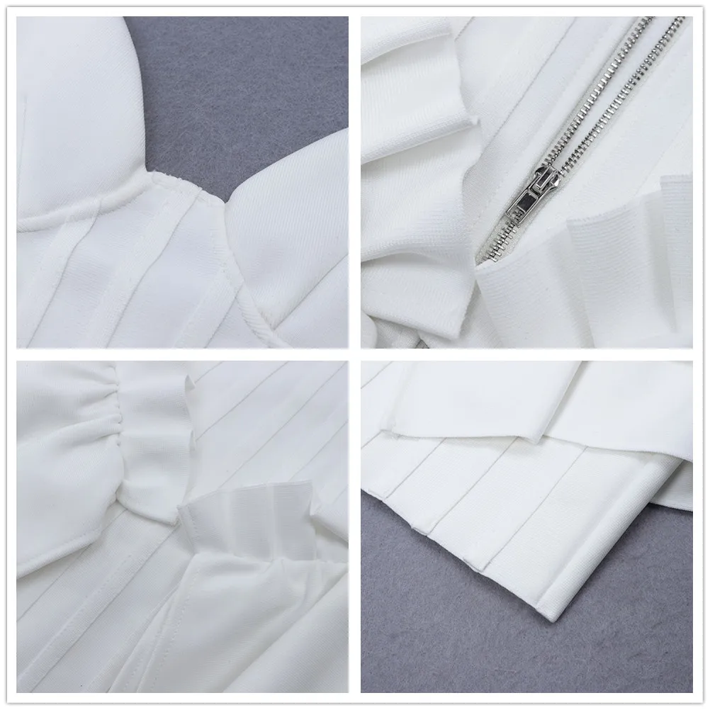 

Women Bandage Dress Sexy New Arrival Mini Dresses V Neck Party Club Celebrity Ruffles Bodycon Dress Clothes