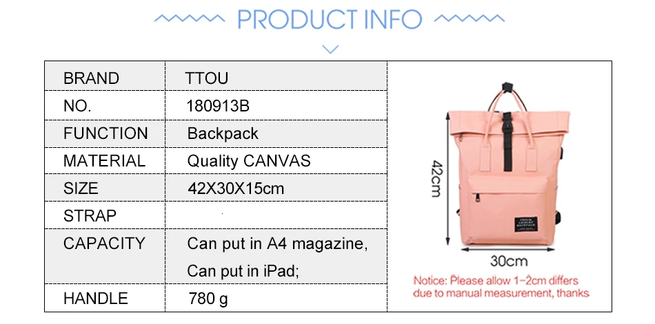 TTOU Fashion Backpack Women Leisure Back Pack Korean Ladies Knapsack Casual Travel Bags School Girls Classic Bagpack Laptop bag