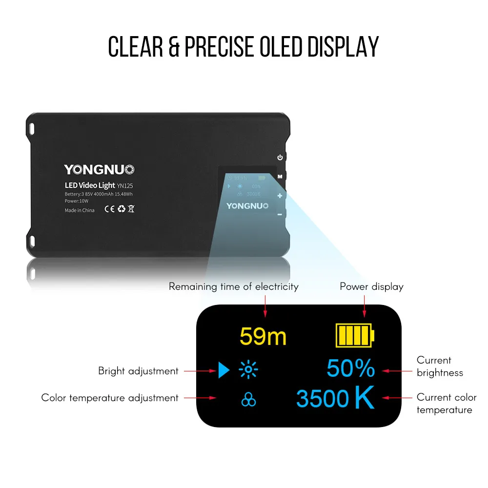 Светодиодный мини светильник YONGNUO YN125 3200 5600K лампа для фотосъемки 120 светодиодный