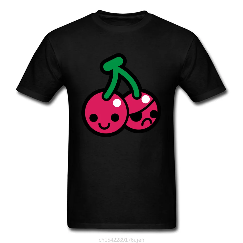 

Kohpweran Black Fun T-shirt For Men Group Custom Ace Sorrow & Smiling Cherries Cartoon Print Tops Tee Shirt Short Sleeve