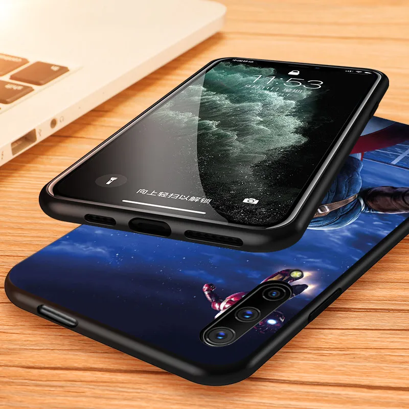 Black Silicone Cover Avenger Marvel Superhero For Huawei P50 P40 P30 P20 Pro P10 P9 P8 Lite E Plus 2019 Phone Case