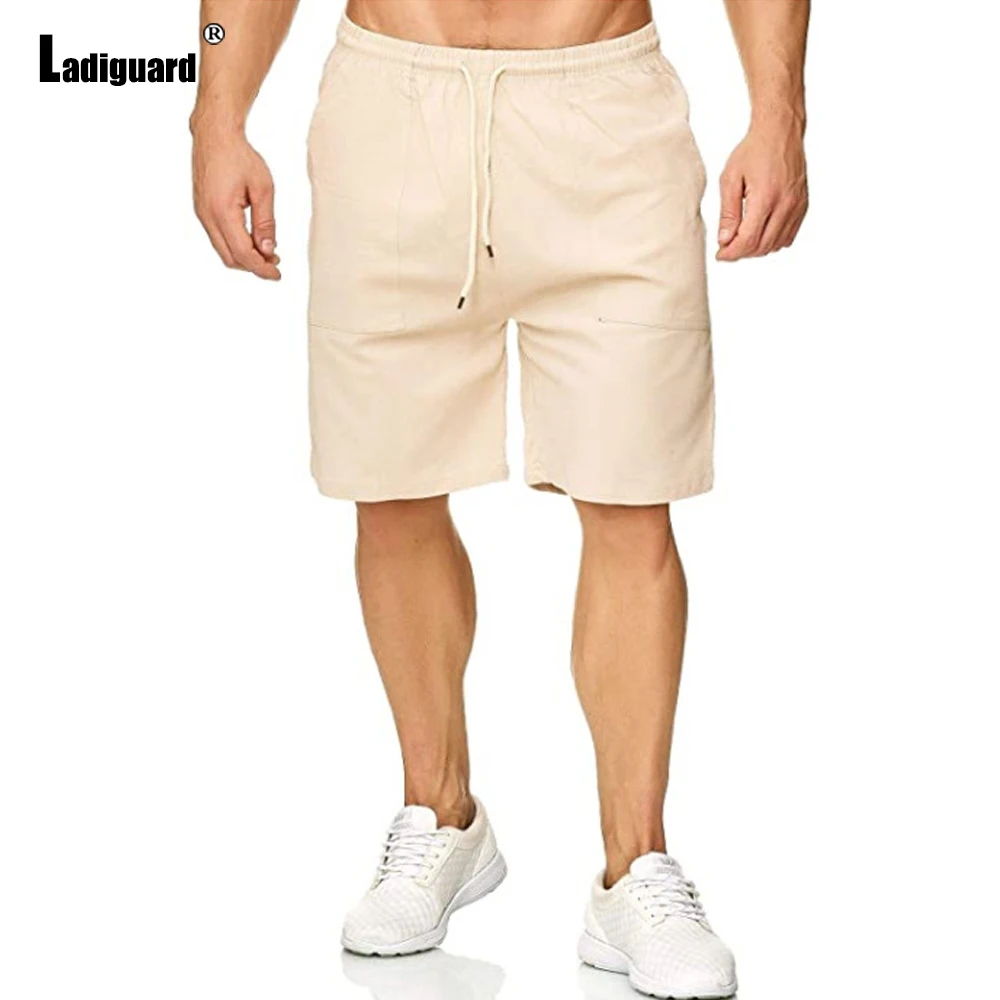 Plus Size 3xl Men's Cotton Linen Shorts Khaki Lace-up Pocket Half Pants Sexy Male Clothing 2021 Summer New Casual Beach Shorts