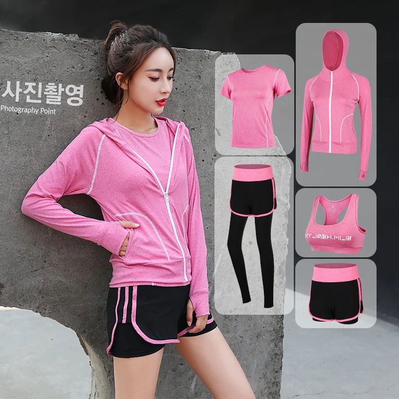 

5 Pcs/Set Woman Tracksuit Gym Fitness Compression Yoga set Sports Suit Clothes Jogging Sport Wear Exercise Workout Tights 2021