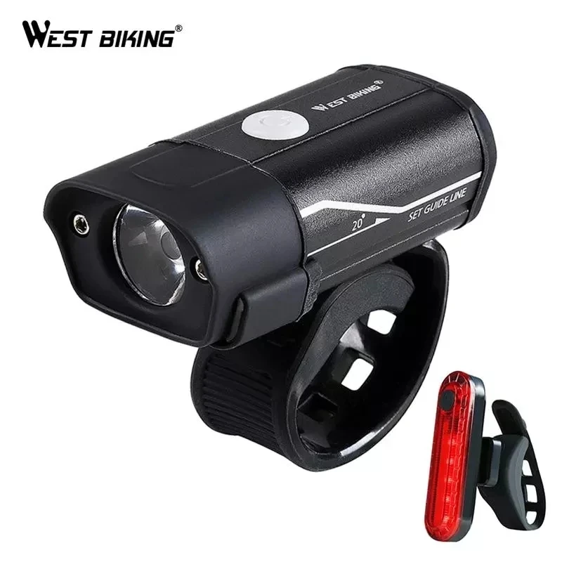 

WEST BIKING Bicycle Light L2 LED Bike Headlight Taillight Kit USB Rechargeable Battery Flashlight Bike Torch Lamp