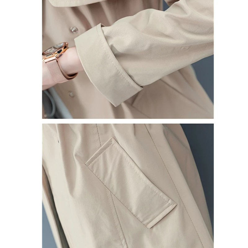

Trench Coat Women 2020 Spring Autumn New Casual Plus Size Long Double Breasted Coat Solid Color Windbreaker Women Tide 3XL D3378
