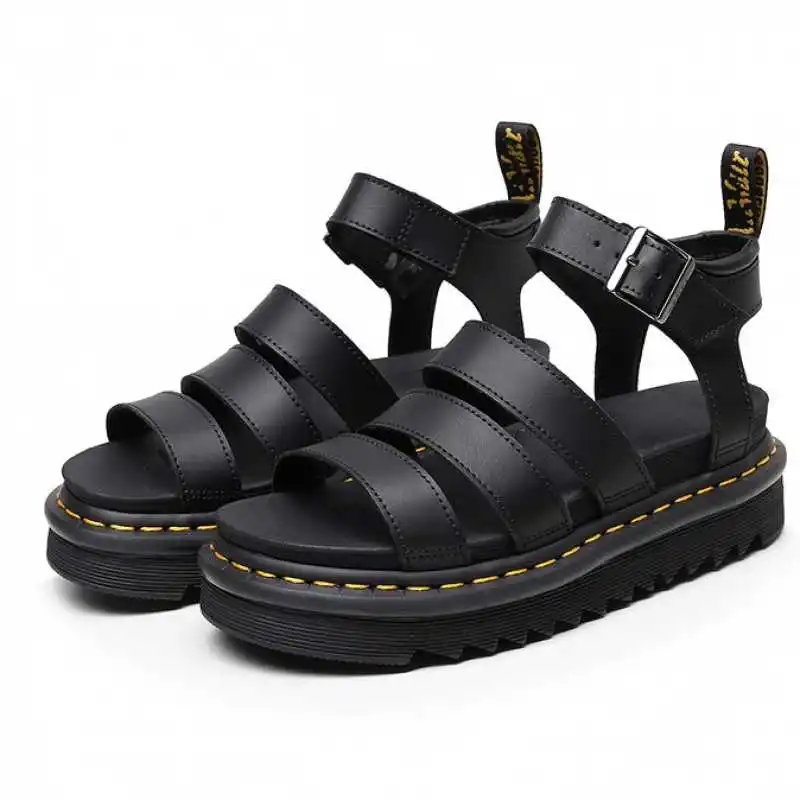 

Summer Blaire Martin sandals women's Roman buckle open toe sandals thick soled leather fish mouth muffin sandals