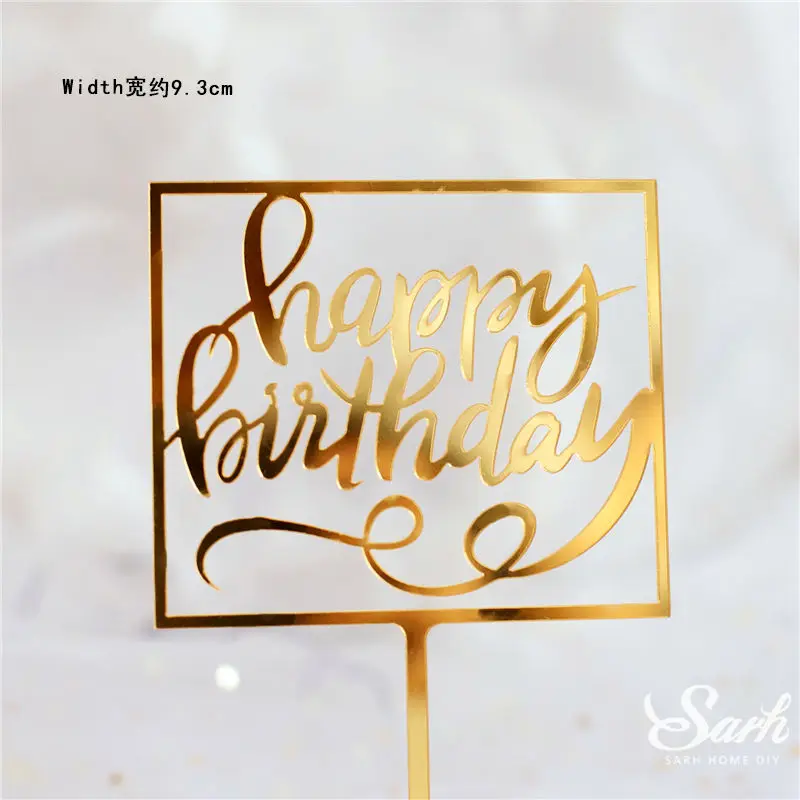 2pc square C 2 шт., золотой, черный, с надписью «Happy Birthday», «Oh Baby», крючок, топпер для торта, для выпечки, вечерние украшения, подарки на день Святого Валентина, юбилей, любовь - Цвет: 2pc square C