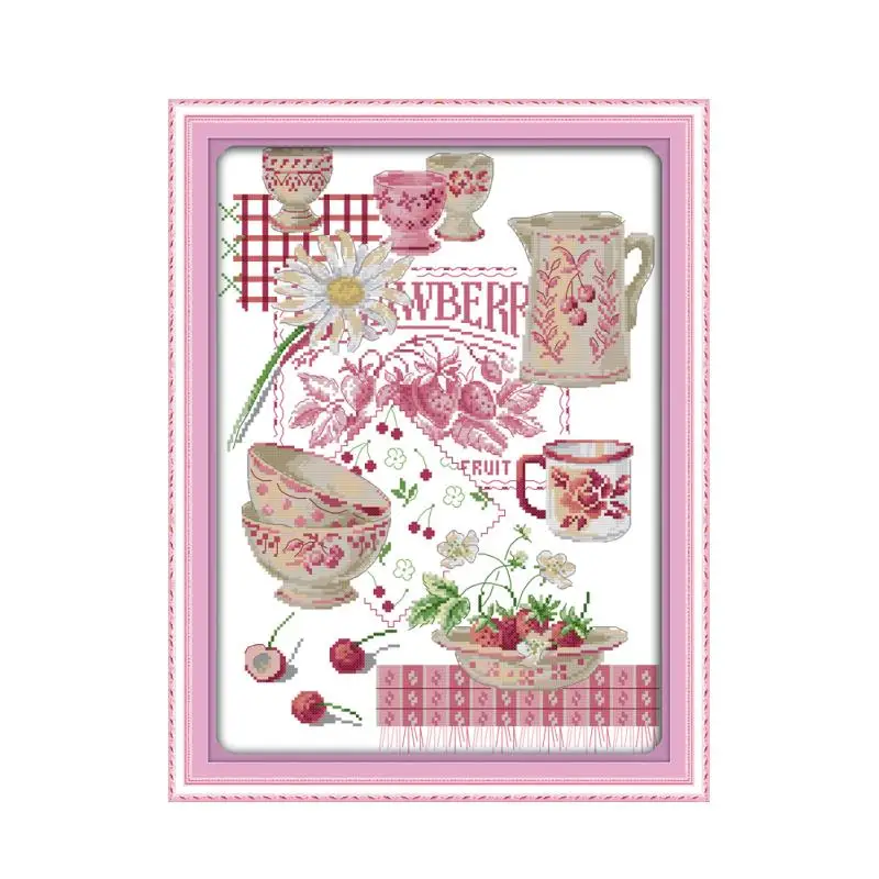 

Colorful Fruit Tableware Small Modern Simple Cross Stitch Kit Sewing Embroidery China Characteristic Wholesale Accessories