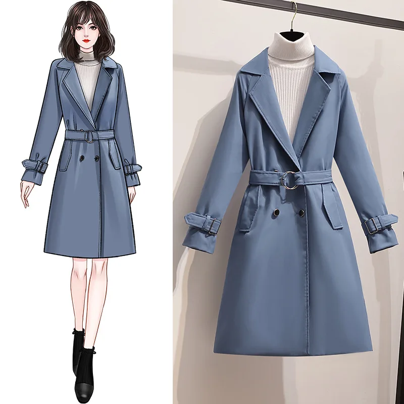 

2021 Spring Autumn Windbreaker Women Long Fashion Button Trench Coat Female Plus Size 3XL Windproof Overcoat With Sashes S150
