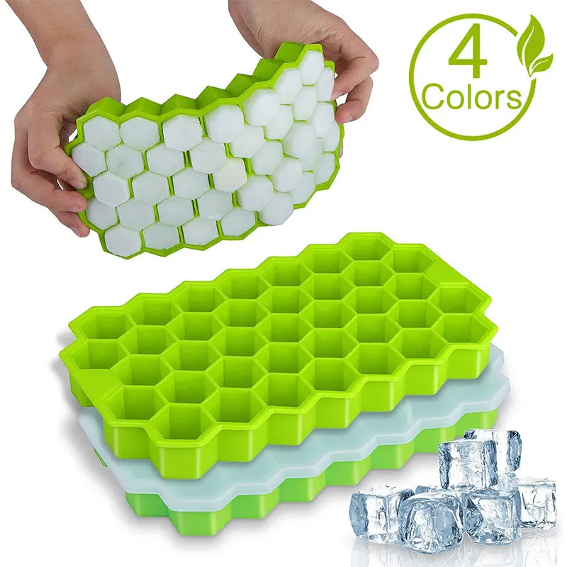 

37 Cells Honeycomb Silicone Ice Tray Creative Ice Tray Silicone Ice Maker Covered Ice Tray Mould Cocktail Whiskey Kitchenware