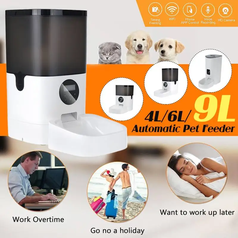

4L/6L/9L Automatic Pet Feeder APP Control Timing Feeding Voice Record Pet Food Dispenser [Video/WiFi/Button Version]
