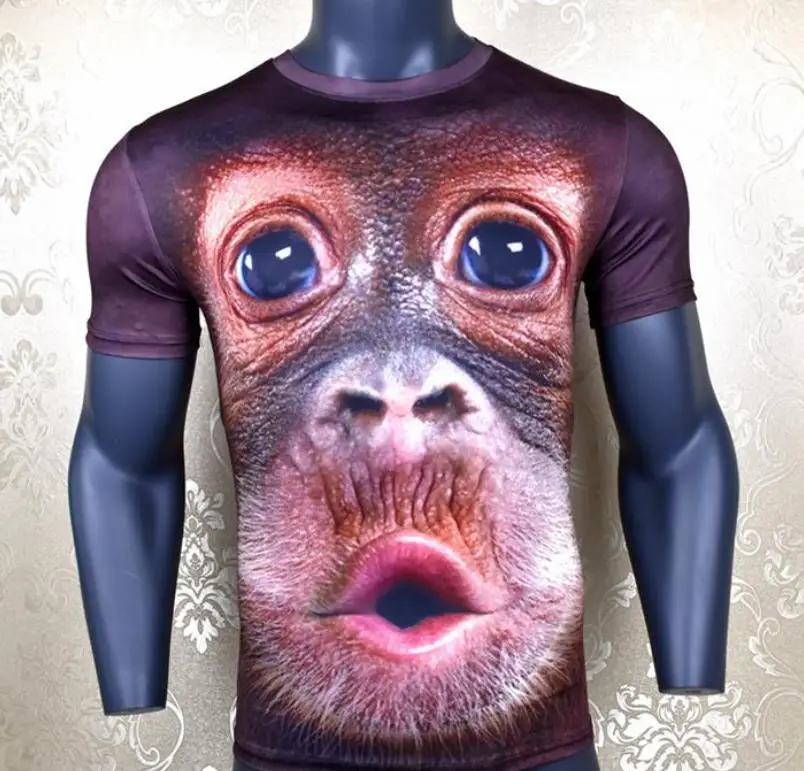 

LIASOSO Short-sleeved T-shirt Summer 3DPrint Stereo Wolf Head Quick-drying and Breathable Retro Oversized T Shirt Men Clothing
