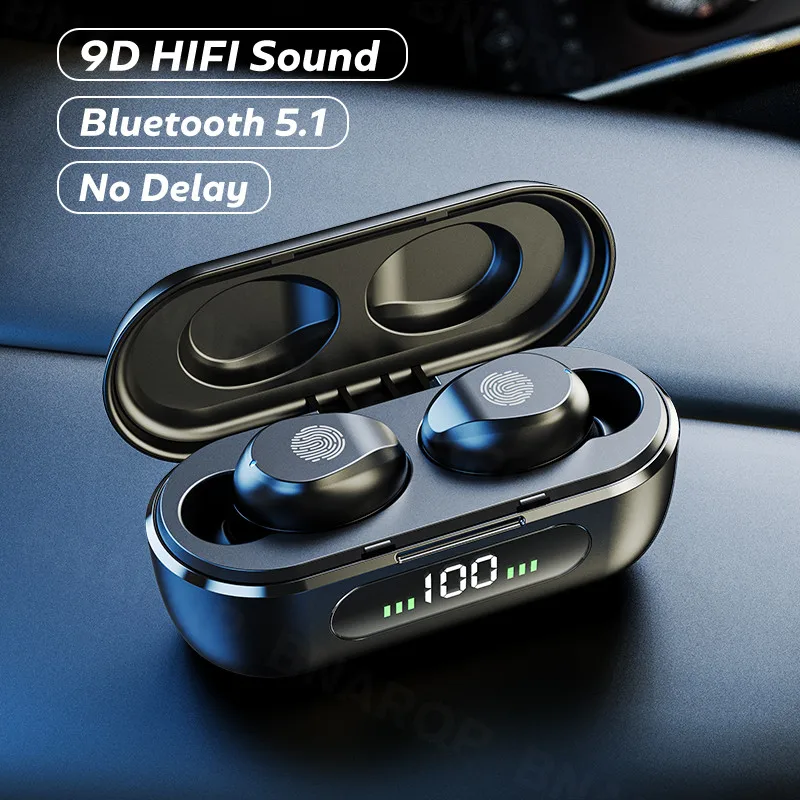 

2021 Mini Music Bluetooth Earphones LED Display Wireless Headphone With Mircrophones Support Touch Control Waterproof Headsets