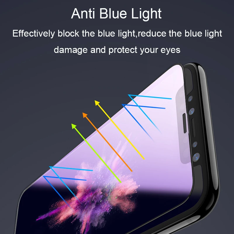 Анти синий луч света 5D изогнутое 9H закаленное стекло для iPhone X XR Xs 11 Pro Max 6 6S 7 8 Plus