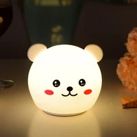 animal lamp cartoon silicone bear panda pig dog led night light touch sensor colorful timer desk lamp for children baby gift