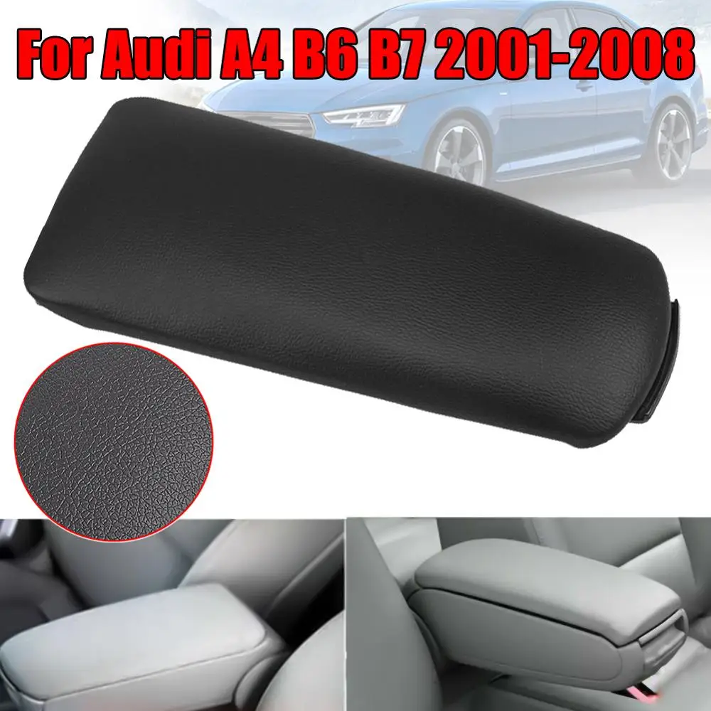 

Leather Armrest Center Box Console Lid Cover For 2001-2008 Audi A4 B6 B7