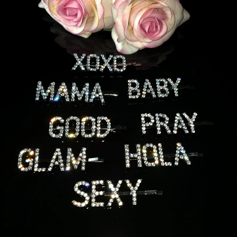 Заколки для волос со стразами заколки с надписью стразы буквами головные уборы